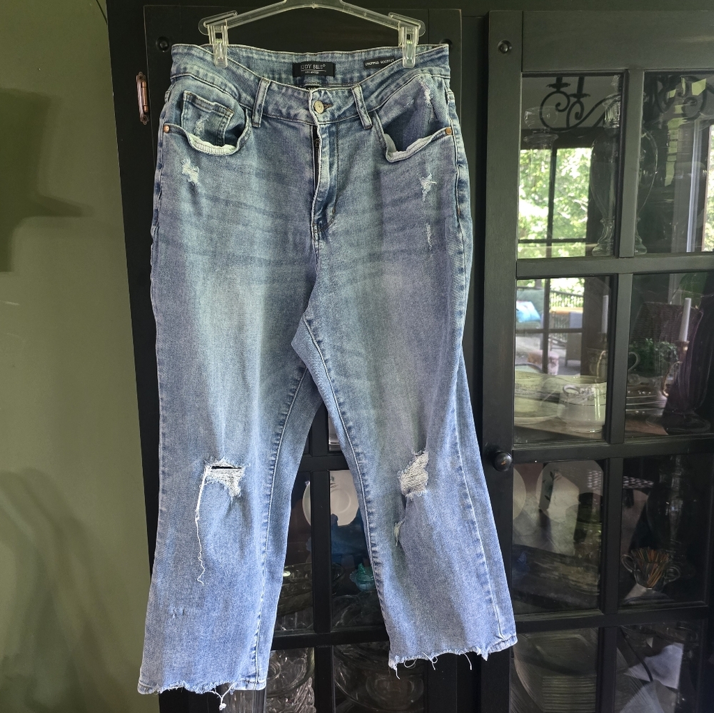 Judy Blue Light Wash Distressed Flare Jeans